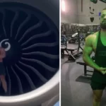 حرکت خطرناک بدنساز در موتور هواپیما! حرکت خطرناک بدنساز در موتور هواپیما!