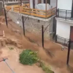 سیلاب در جزیره تاسوس یونان خیابان‌ها را زیر آب برد