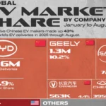 بزرگ‌ترین تولیدکنندگان خودروهای برقی بر اساس سهم بازار در سال ۲۰۲۵ + اینفوگرافی