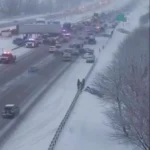 تصادف زنجیره‌ای بیش از ۵۰ خودرو در آمریکا