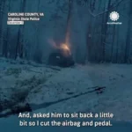 نجات معجزهآسای راننده از خودروی در حال سوختن نجات معجزهآسای راننده از خودروی در حال سوختن