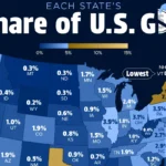 سهم هر یک از ۵۰ ایالت آمریکا از تولید ناخالص داخلی کشور در سال ۲۰۲۵ + اینفوگرافی سهم هر یک از ۵۰ ایالت آمریکا از تولید ناخالص داخلی کشور در سال ۲۰۲۵ + اینفوگرافی