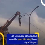 آویزان شدن مردی از جرثقیل برای نجات پرنده گرفتار